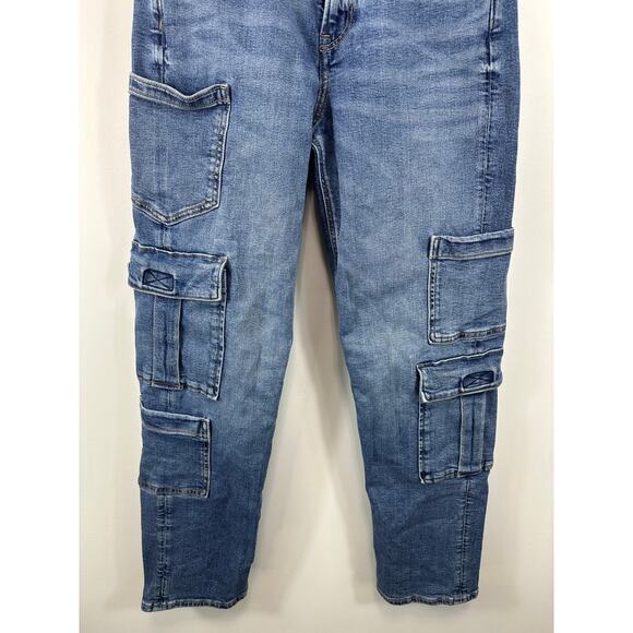 American Eagle Super Baggy High Rise Cargo Skater Jeans Size 2 Y2K Streetwear - Picture 10 of 15